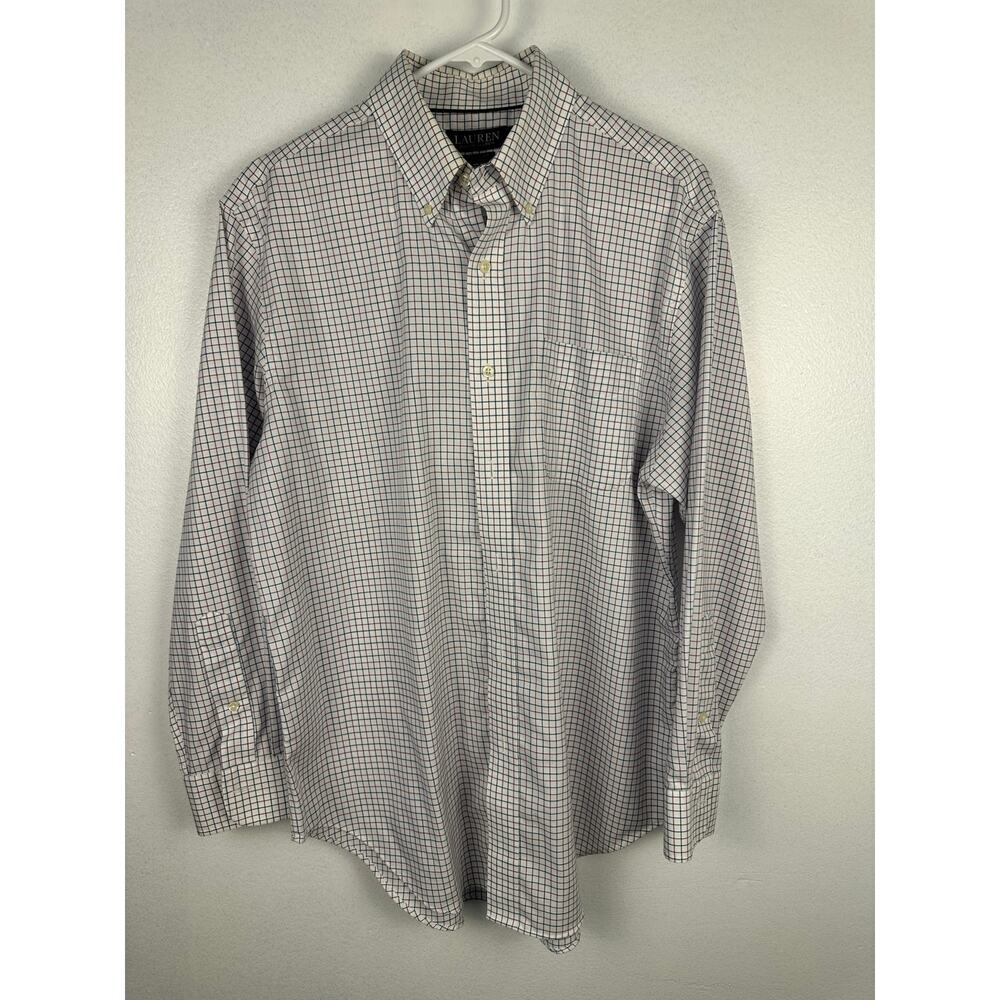 Lauren Ralph Lauren long-sleeve, button-down dress shirt Tattersall/micro-check